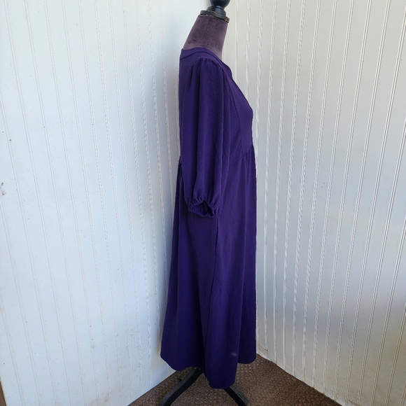 Connected Apparel Women's Purple Babydoll Boho Dress Puff Sleeve Pockets Sz 4 - Picture 4 of 12